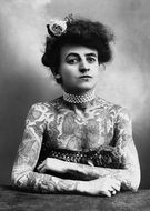 Vintage photo of the woman with tattoo