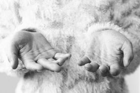 woman hands black and white photo