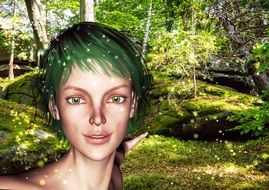 fantasy girl on the background of the forest