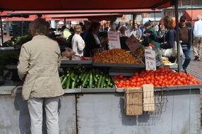 woman at the market near the counter