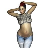 girl with big hips on a white background