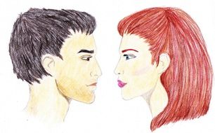 Drawing of woman and man