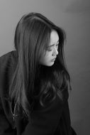 black and white photography of asian girl
