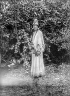 Sioux Indian on black and white photo