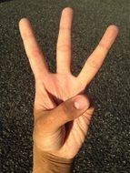 hand showing three fingers