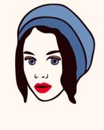 graphic image of a female face with red lipstick