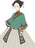woman in asian costume as a graphic image