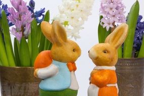 cute ceramic figures of easter bunnies