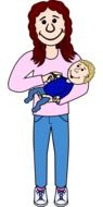 painted mom with a baby in her arms