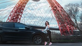 athletic girl with a car