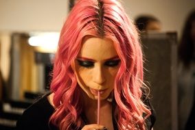 Woman Model pink hair