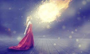 Girl with Fire ball drawing