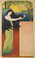 woman with long black hair on a vintage poster