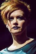 girl with red hair on a black background