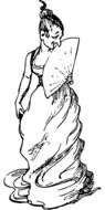 image of a woman with a fan and a long dress