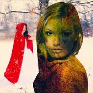girl in a red cloak and a girl with colored skin