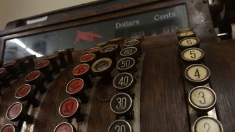 old-fashioned cash desk with buttons