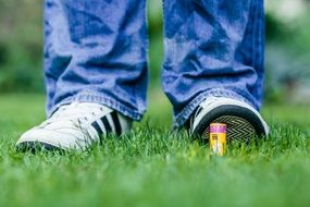 Shoes on a grass