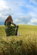 Woman on the field in summer