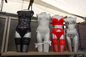 colorful lingerie on mannequins