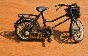 bicycle in miniature on an orange background