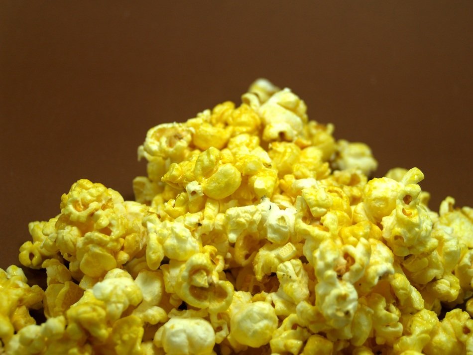 popcorn on brown background