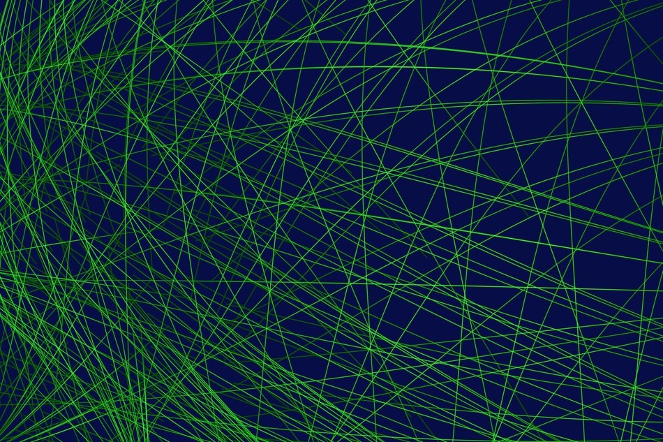 green chaotic lines on black background
