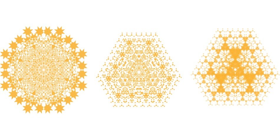 yellow fractals on white background