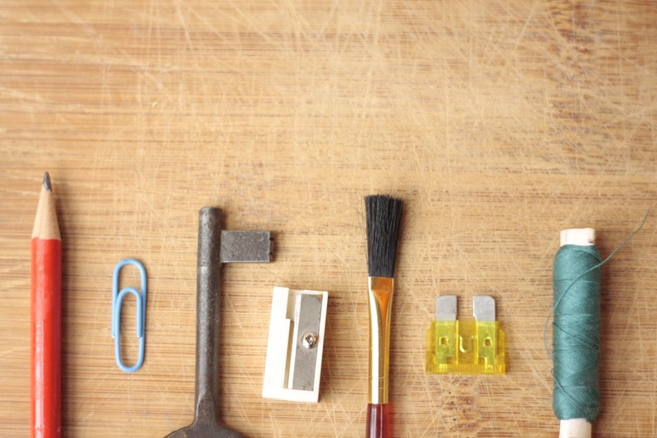 Pen Key Wooden Background Desk