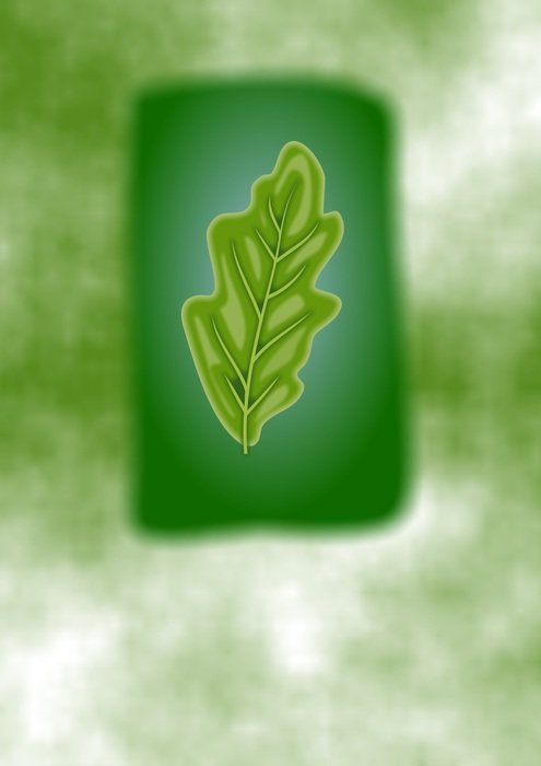 leaf of a plant on a green square