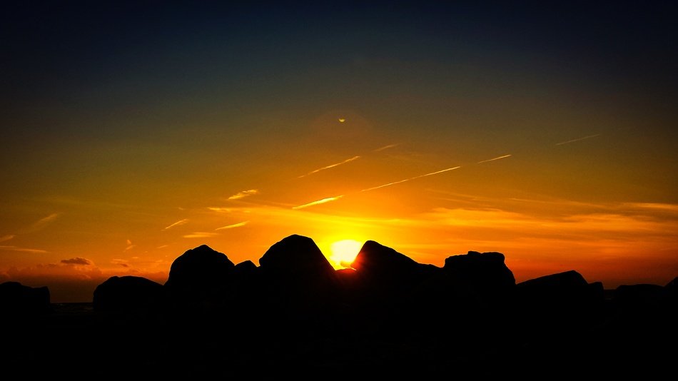 Sunset Rock Coast Mood Orange