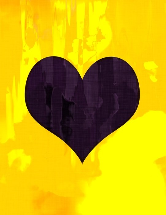 black heart on the yellow background