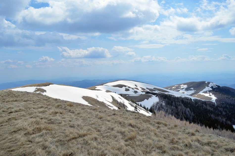 snow on the peak of the mountain in winter