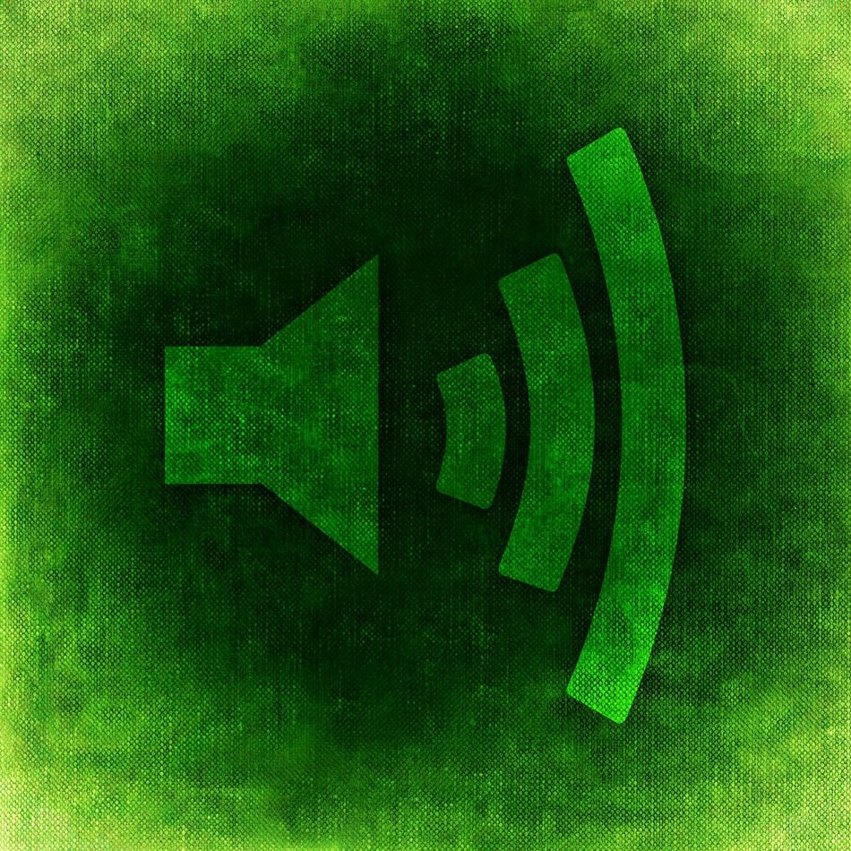 silhouette of speaker on the green background