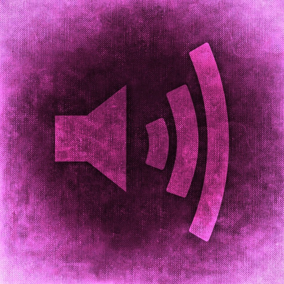 speaker silhouette on the purple background