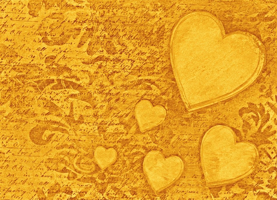 vintage yellow background with hearts
