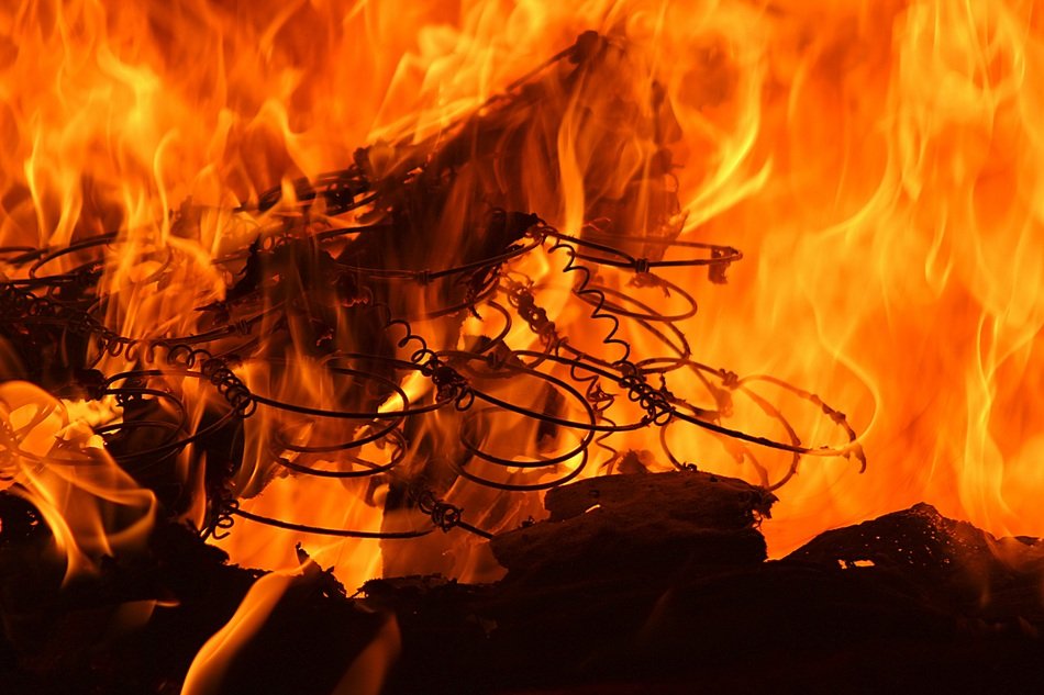 background with dangerous fireplace