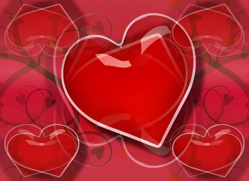 Heart Reflect Red Background