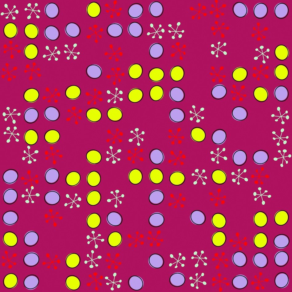 purple background with flowers and dots