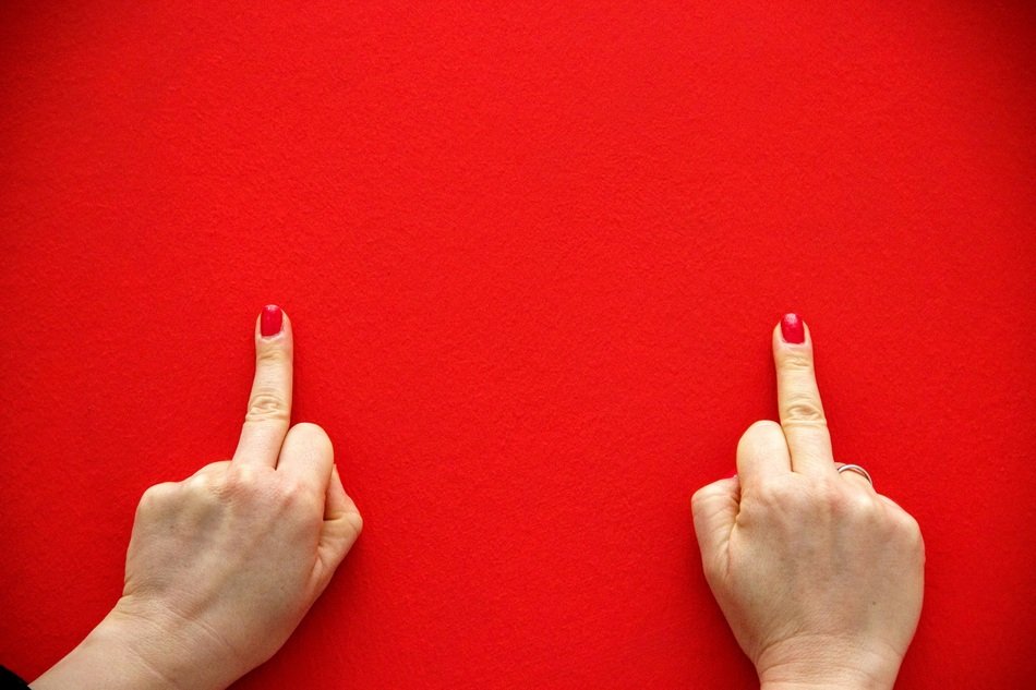 Middle Finger Red Background