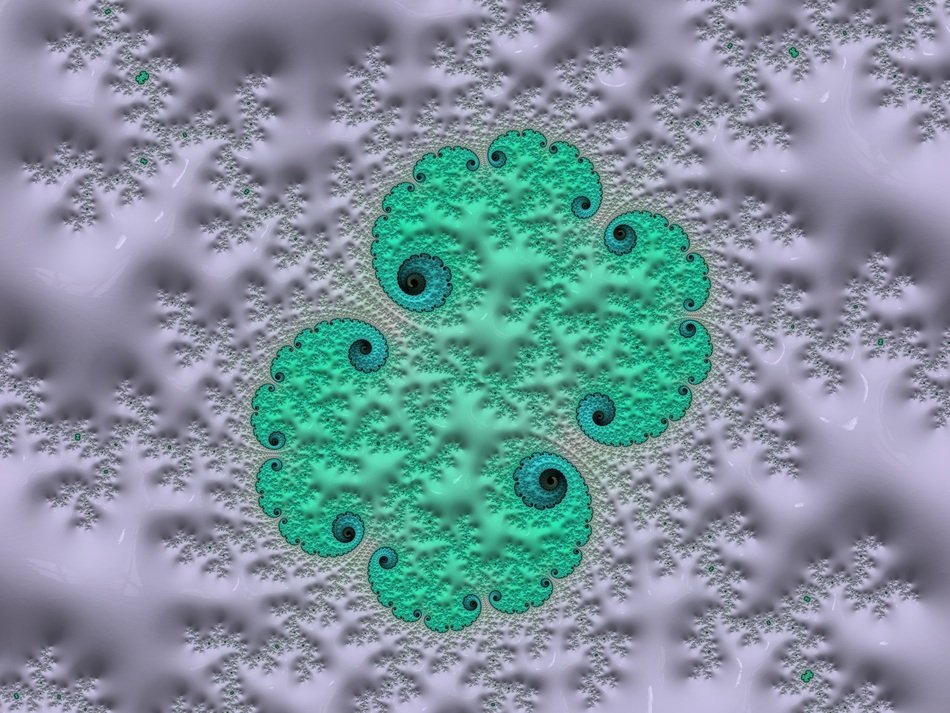 green fractal on a gray relief surface