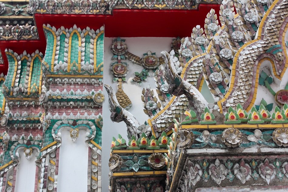 decorative tiles of temple facade