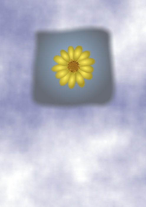 yellow flower on a gray square
