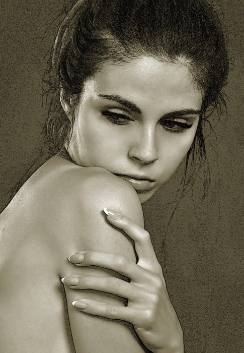 beautiful Girl Portrait, black and white
