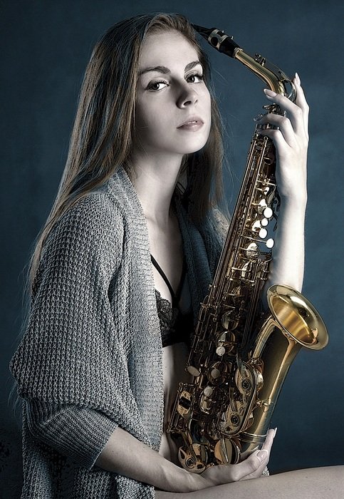 Saxophone Girl Portrait