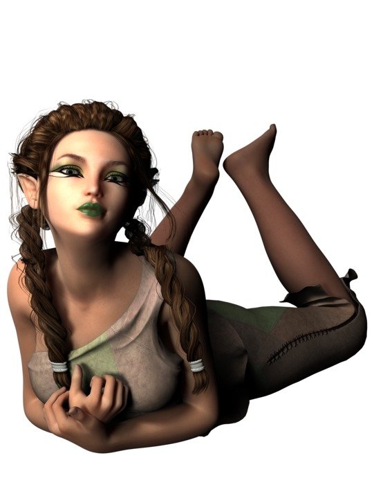 female elf lying on the ground