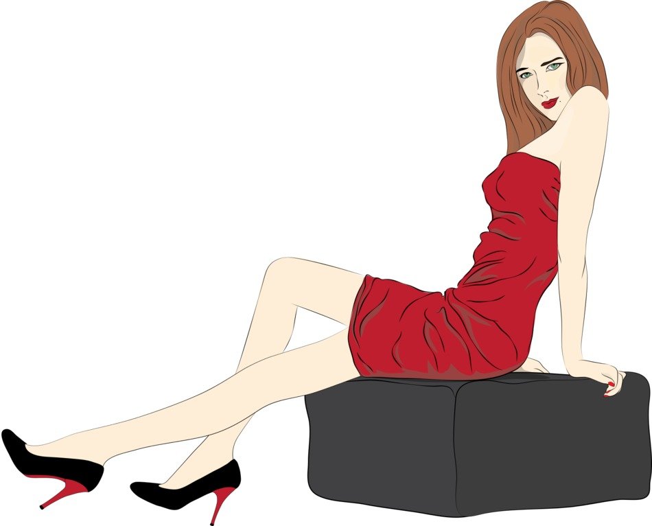 picture of woman in red dress