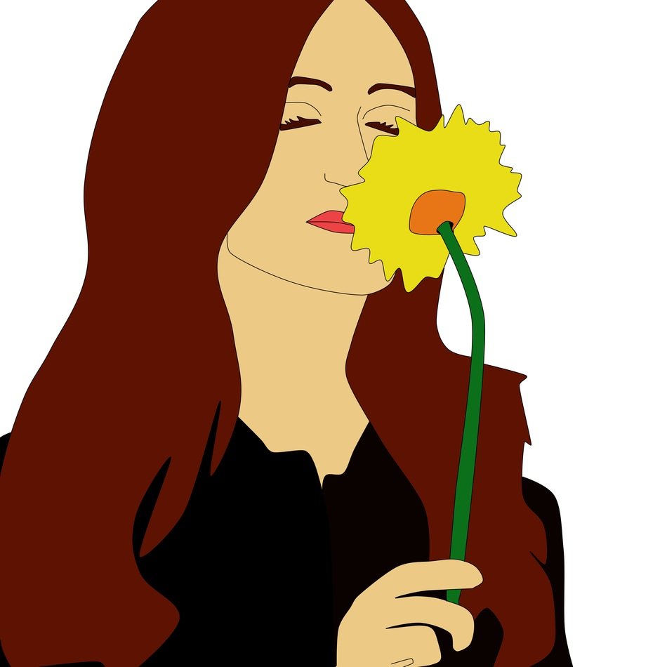 Woman And Flower drawing