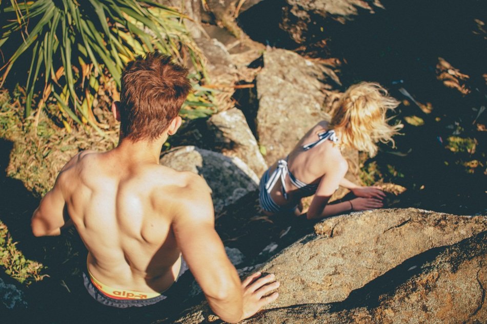 unusually beautiful Couple in Swimsuit