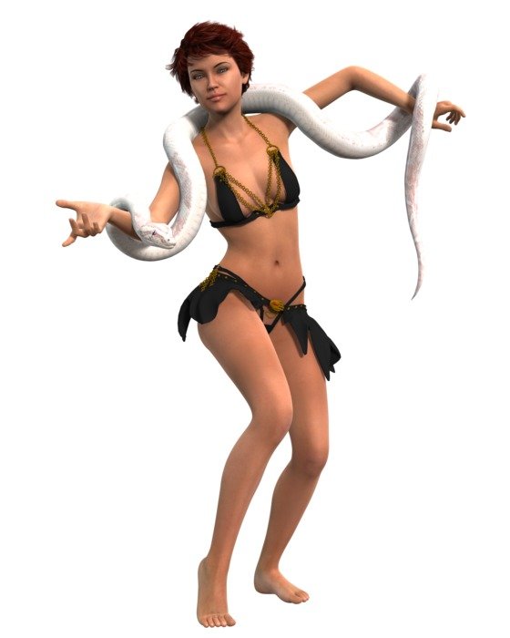beautiful girl with a snake as a 3D model
